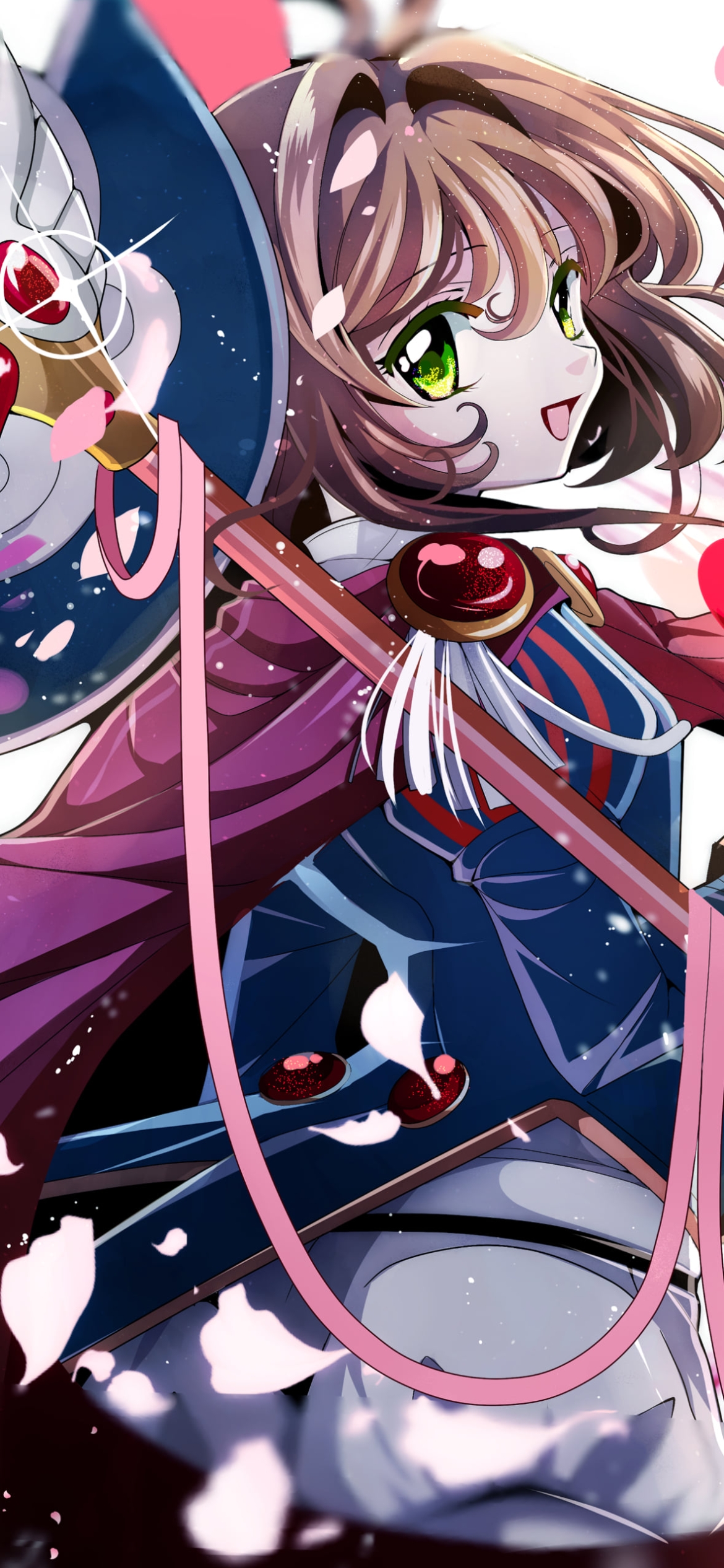 赤い杖を持ち振り返る木之本桜 / カードキャプターさくらの1170 x 2532 / スマホ壁紙