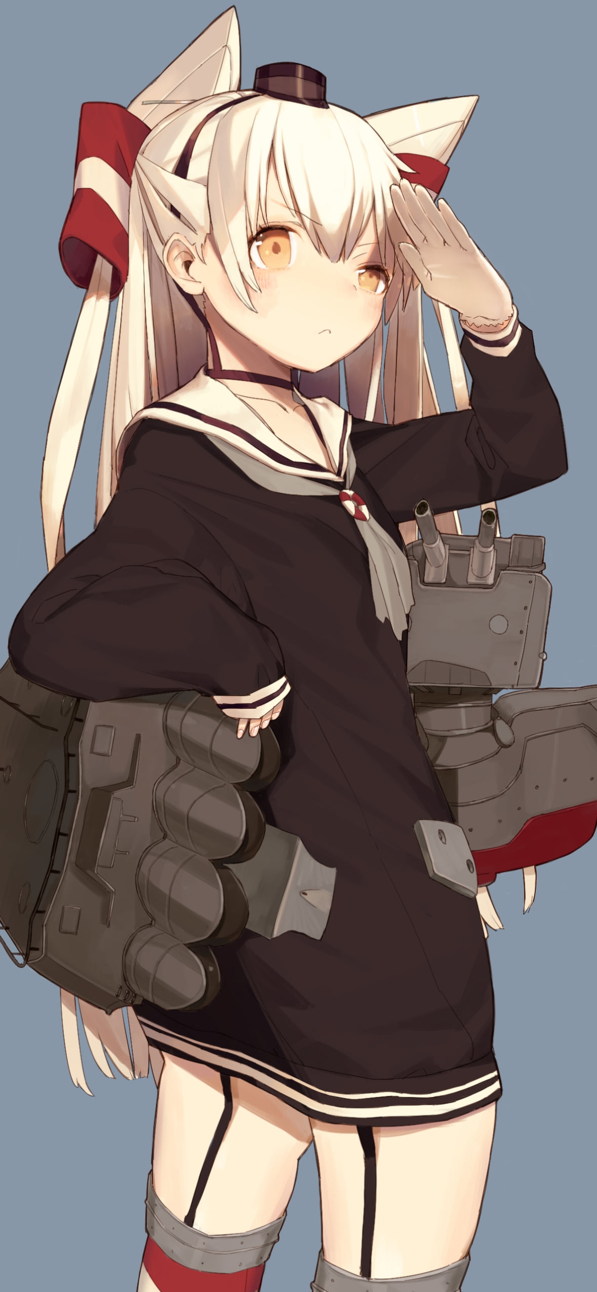 敬礼する天津風 / 連装砲くん / 艦隊これくしょんの1170 x 2532 / スマホ壁紙