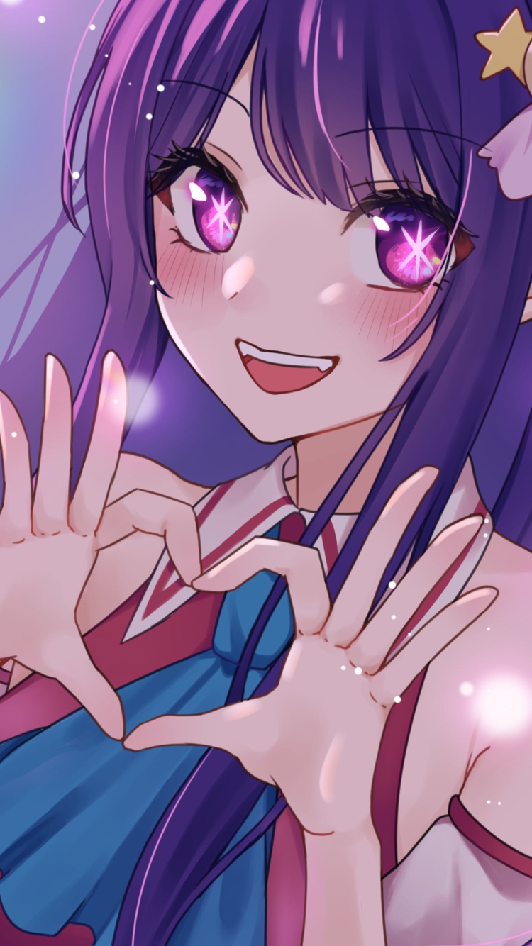 両手でハートを作るプニプニの星野アイ / 推しの子の750 x 1334 / スマホ壁紙