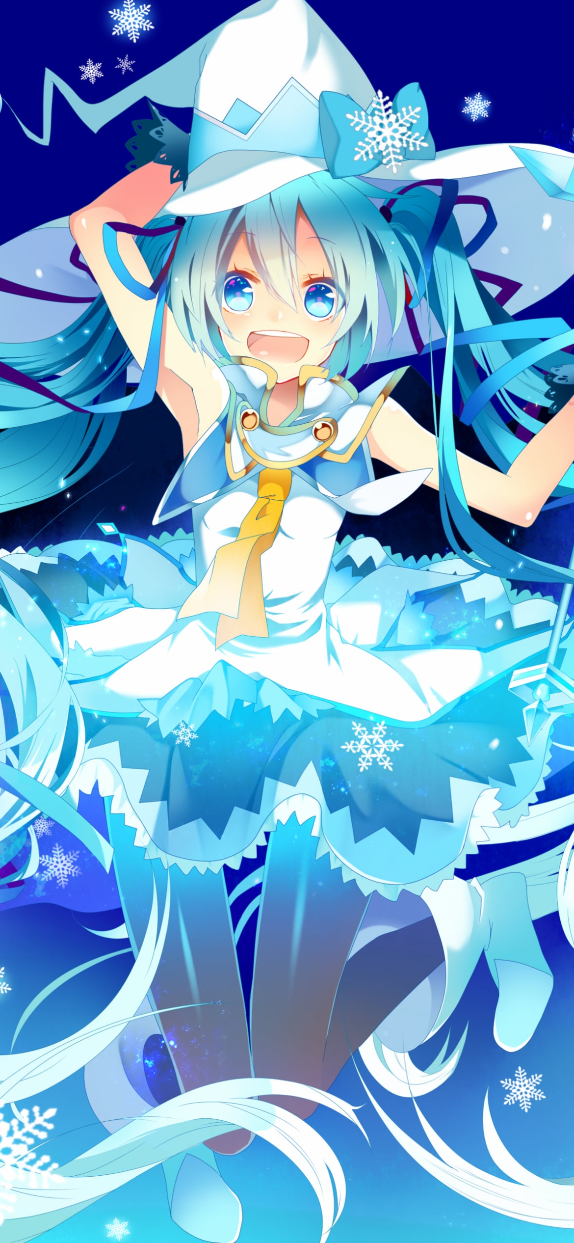 ジャンプする雪ミク / 初音ミク / 好き!雪!本気マジックの1170 x 2532 / スマホ壁紙