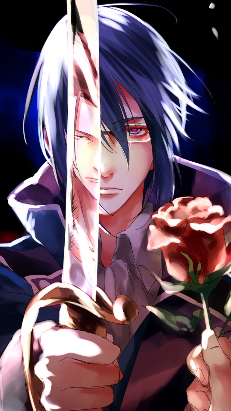 薔薇を差し出す周防 尊と刀を持つ宗像 礼司 / K Projectの750 x 1334 / スマホ壁紙