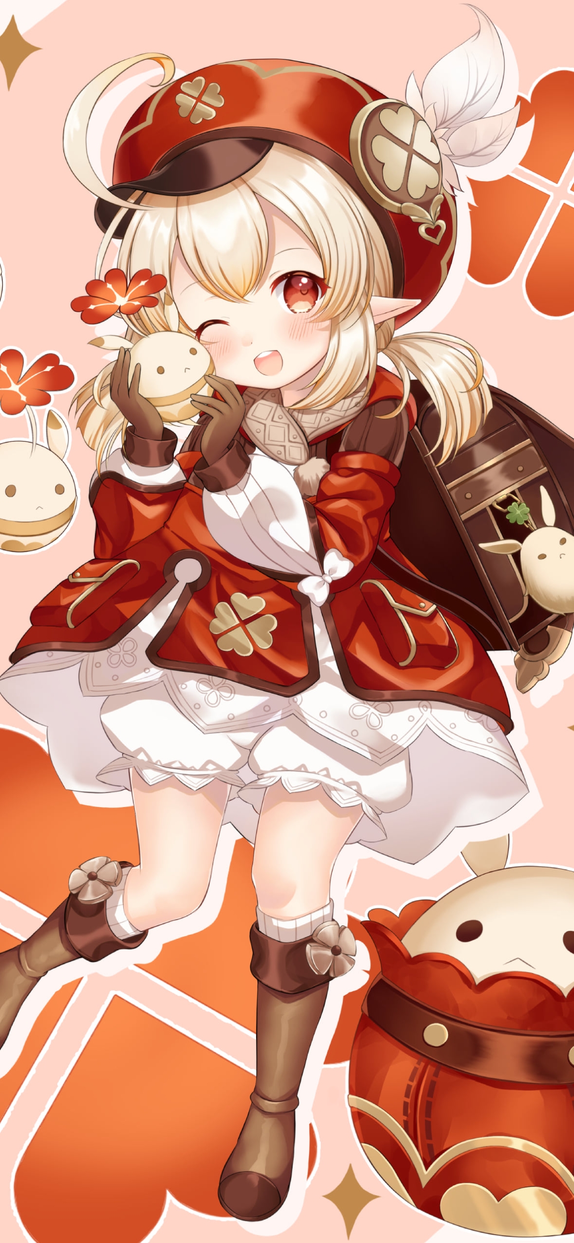 ドドコを愛でるクレー / ウィンク / 原神の1170 x 2532 / スマホ壁紙