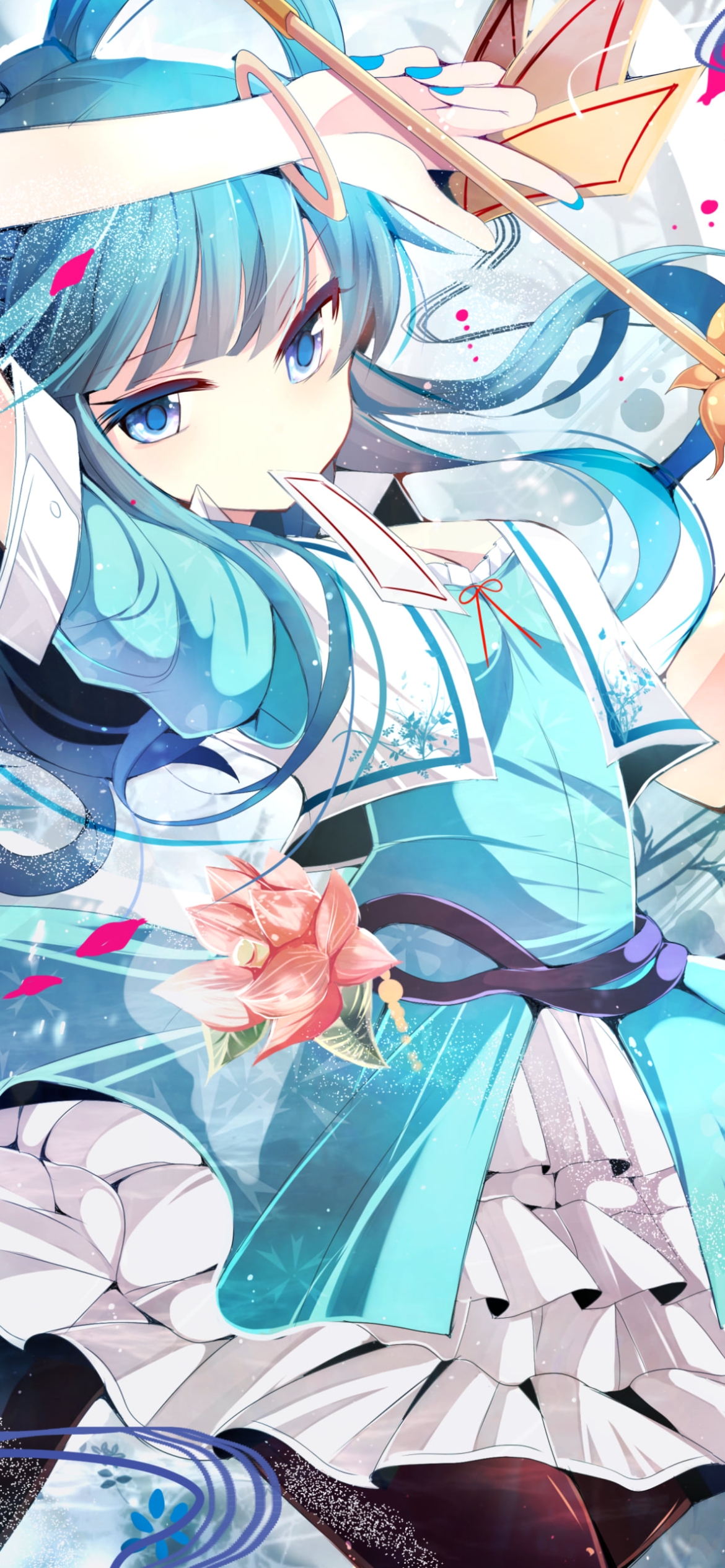 お札を咥える霍青娥 / 東方の1170 x 2532 / スマホ壁紙
