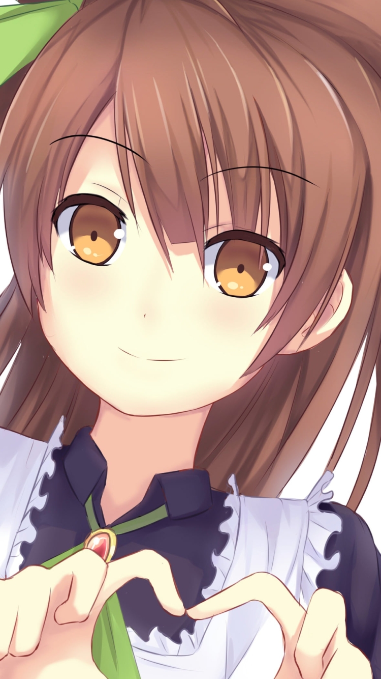 両手でハートマークを作るメイド姿の南ことり / ラブライブ!の750 x 1334 / スマホ壁紙