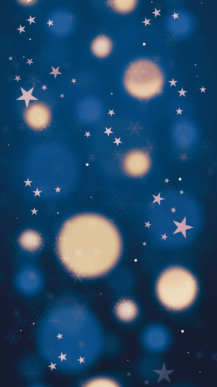 青いクリスマス / 星 / 氷の結晶 / ランプの光 / 綺麗の750 x 1334 / スマホ壁紙