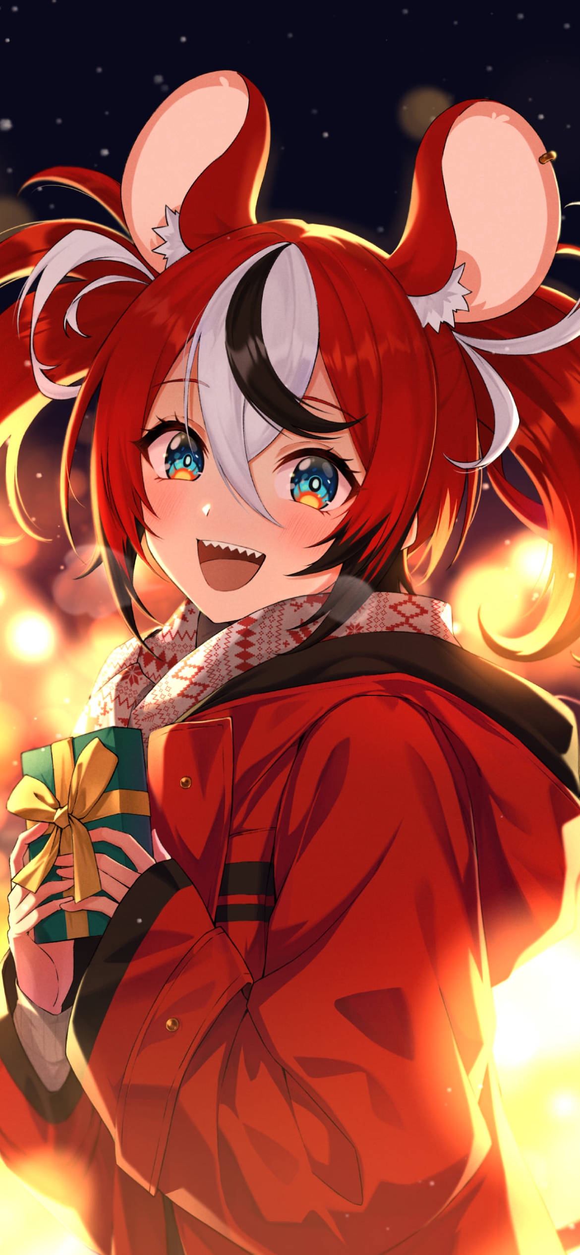 クリスマスプレゼントを持つハコス・ベールズ / ホロライブ / バーチャルYouTuber / Vtuberの1170 x 2532 / スマホ壁紙