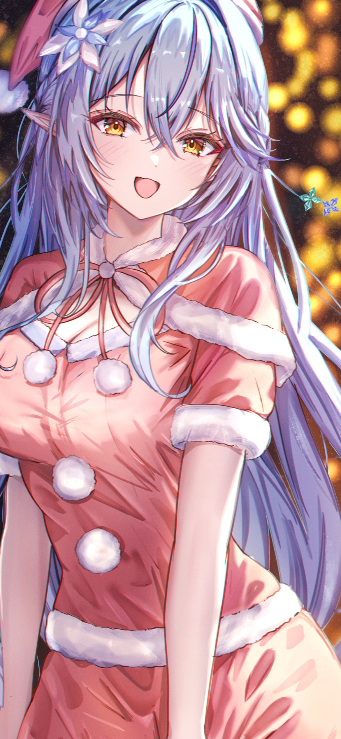 サンタコスの雪花ラミィ / ホロライブ / バーチャルYouTuber / Vtuberの1170 x 2532 / スマホ壁紙