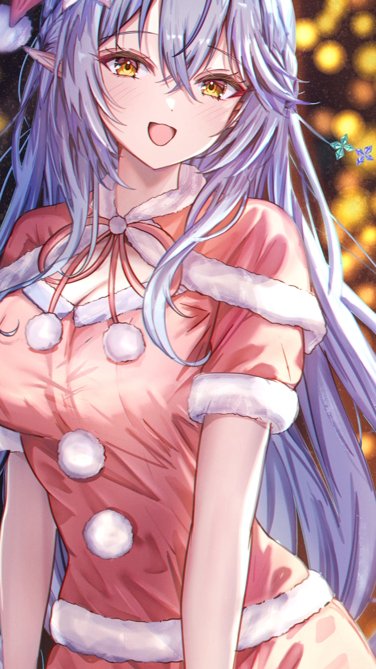 サンタコスの雪花ラミィ / ホロライブ / バーチャルYouTuber / Vtuberの750 x 1334 / スマホ壁紙