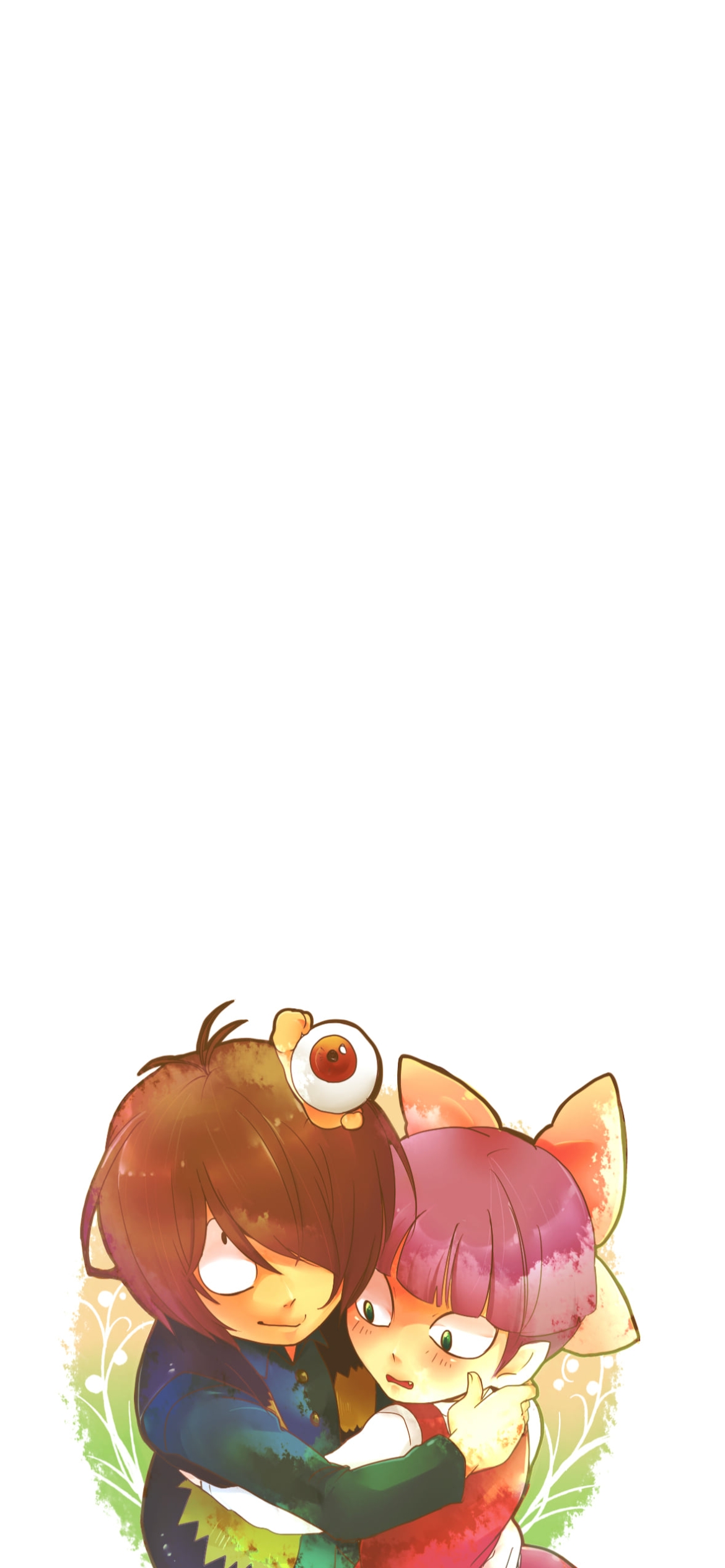 猫娘と抱き合う鬼太郎 / 目玉おやじ / ゲゲゲの鬼太郎の1170 x 2532 / スマホ壁紙