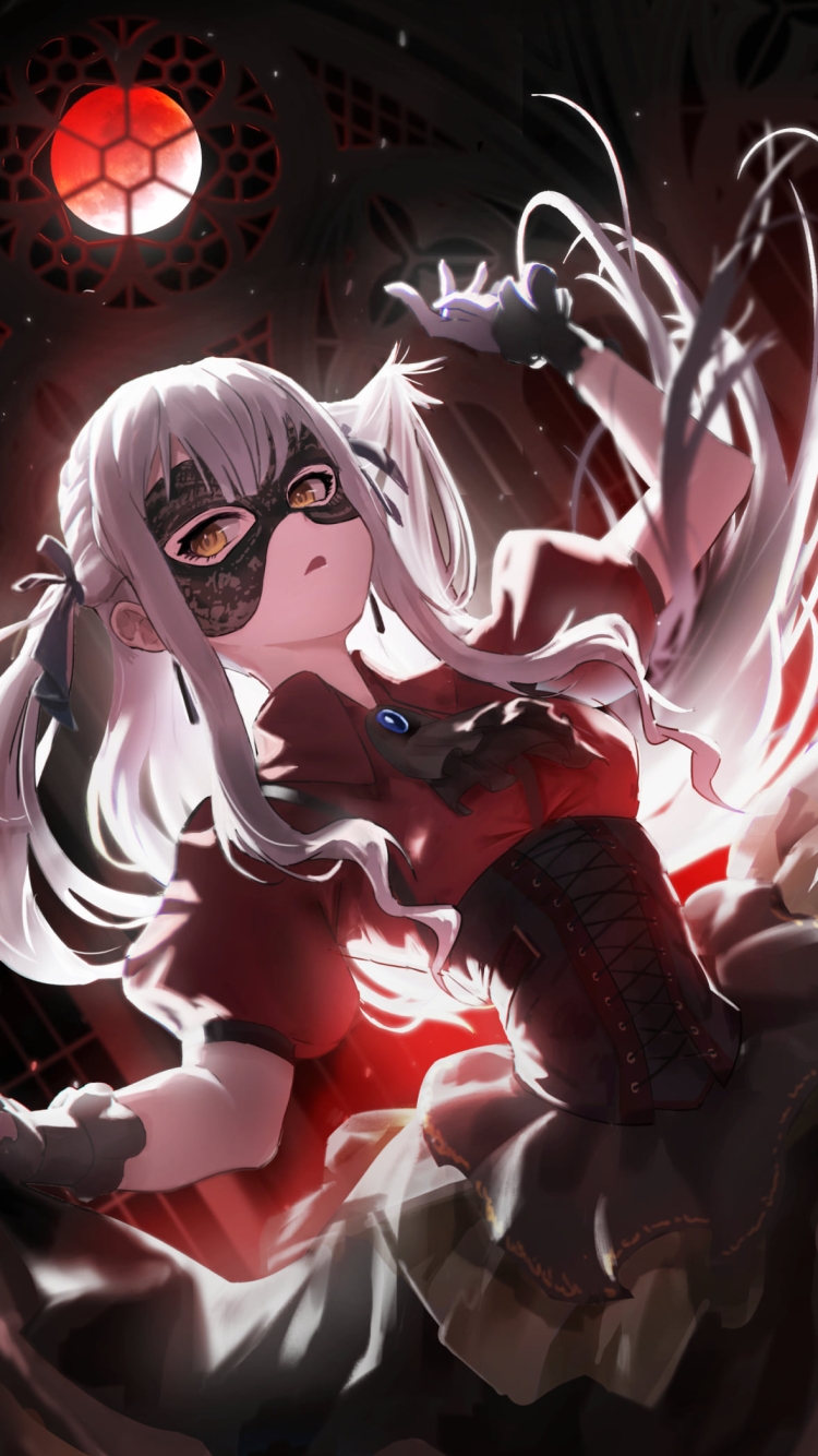 赤・黒のドレスを着た豊川祥子 / バンドリ!の750 x 1334 / スマホ壁紙