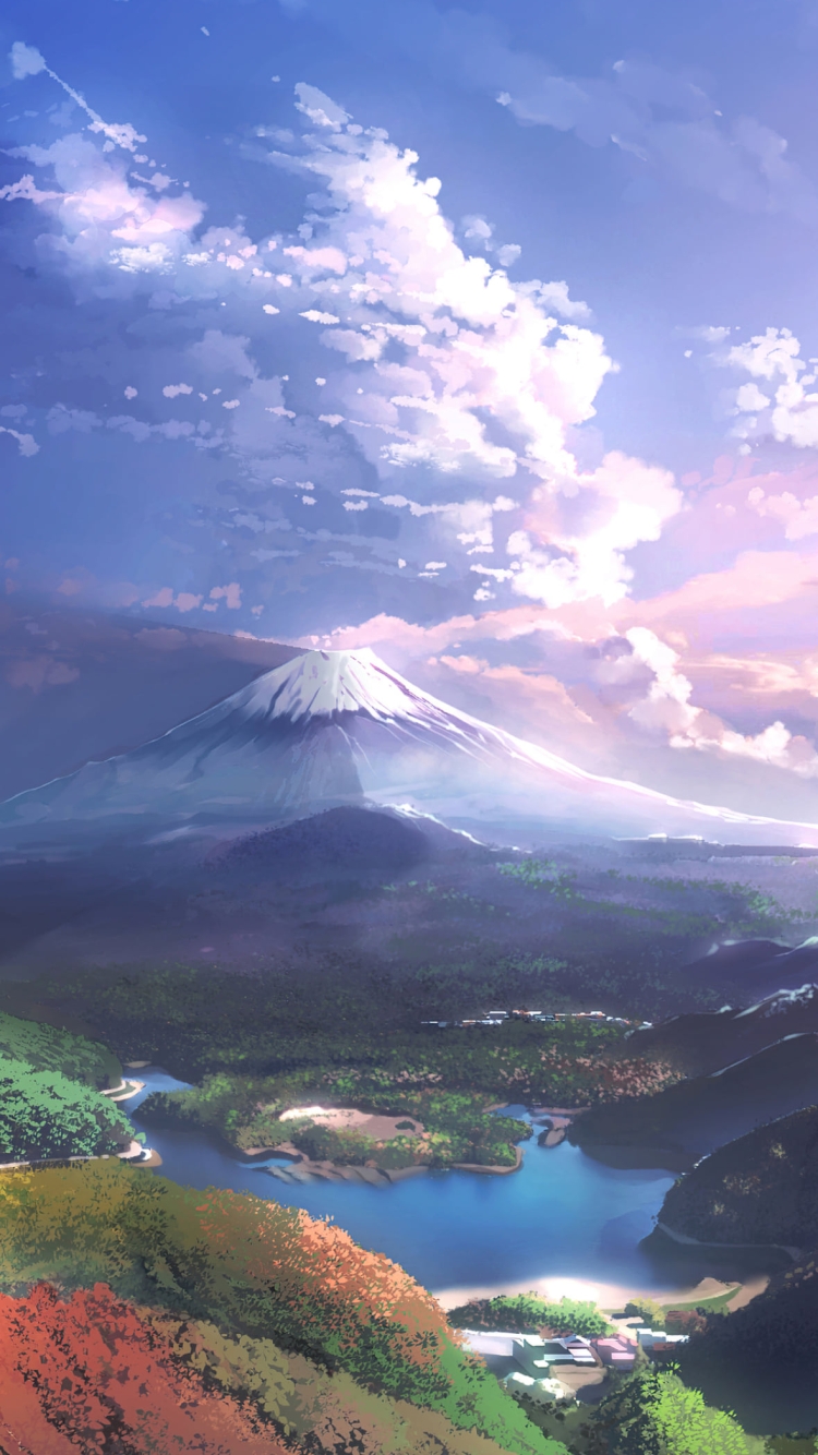 湖と富士山と森 / 綺麗の750 x 1334 / スマホ壁紙