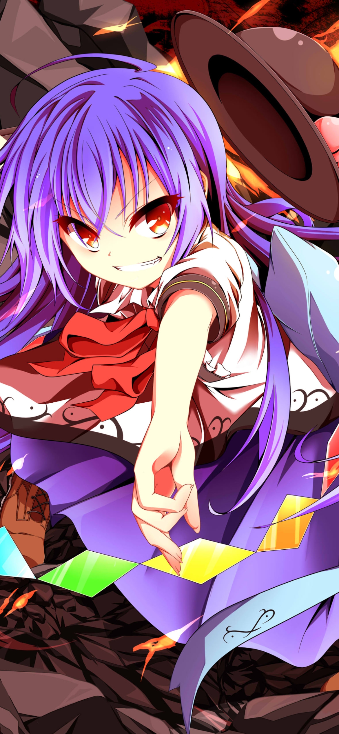 凄みのある表情のかっこいい比那名居天子 / 東方の1170 x 2532 / スマホ壁紙