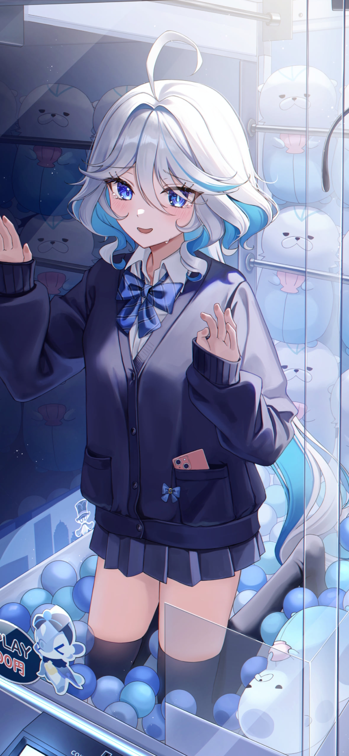 UFOキャッチャーの中のフリーナ / 原神の1170 x 2532 / スマホ壁紙