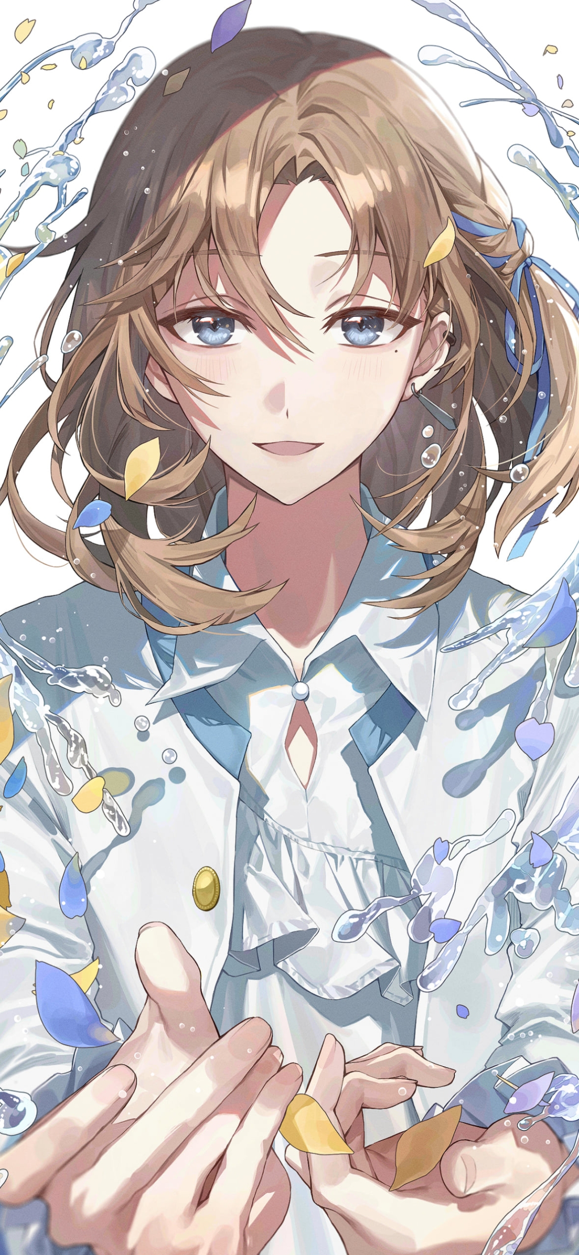 黄色い花と手を差し伸べる叶 / にじさんじ / バーチャルYouTuber / Vtuberの1170 x 2532 / スマホ壁紙