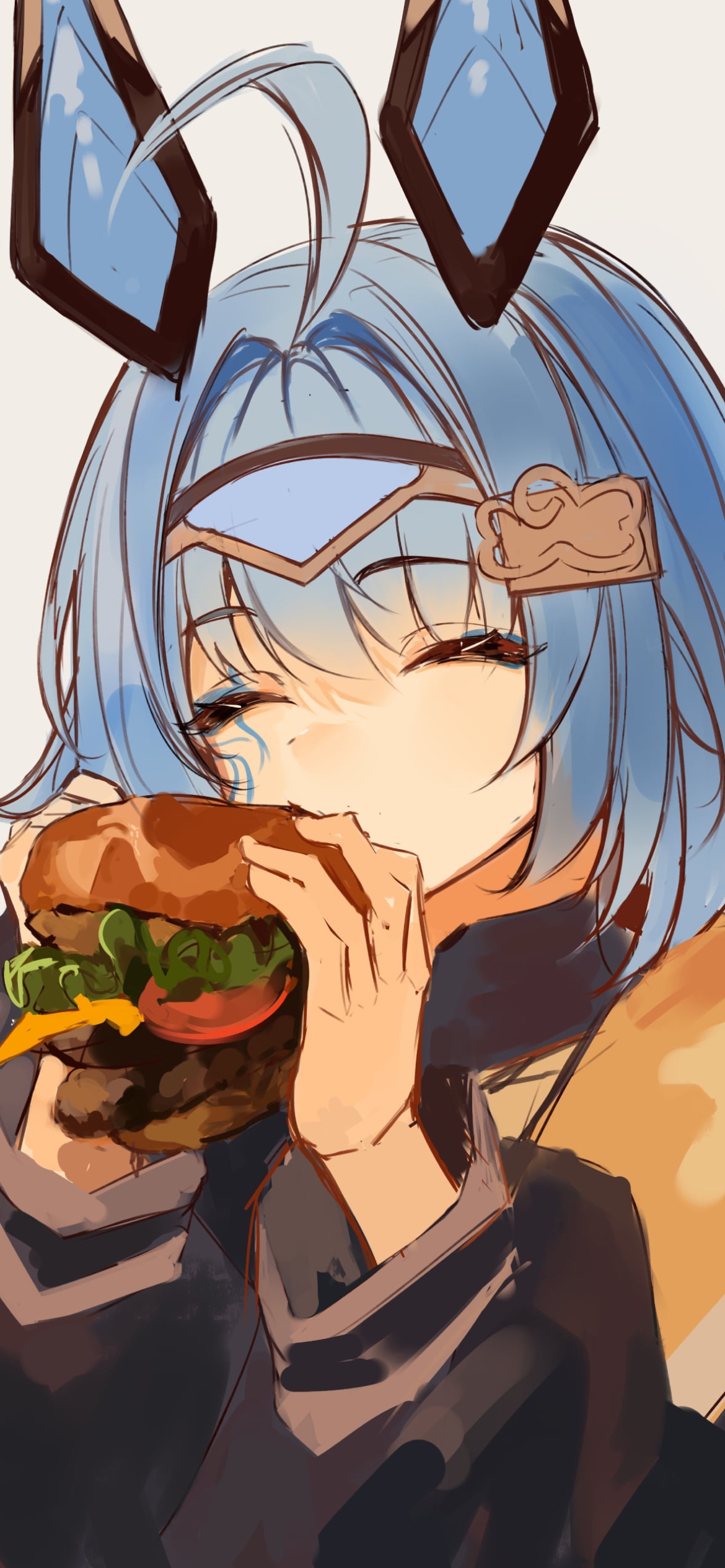 ハンバーガーを食べるSayu Sincronisity / バーチャルYouTuber / Vtuberの1170 x 2532 / スマホ壁紙