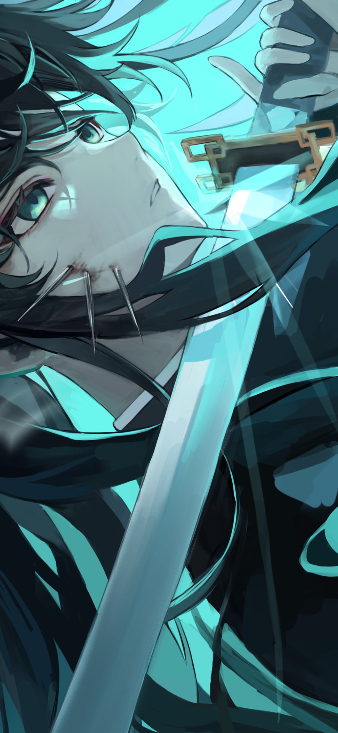 海の中で剣を持つ時透無一郎 / 鬼滅の刃の1170 x 2532 / スマホ壁紙