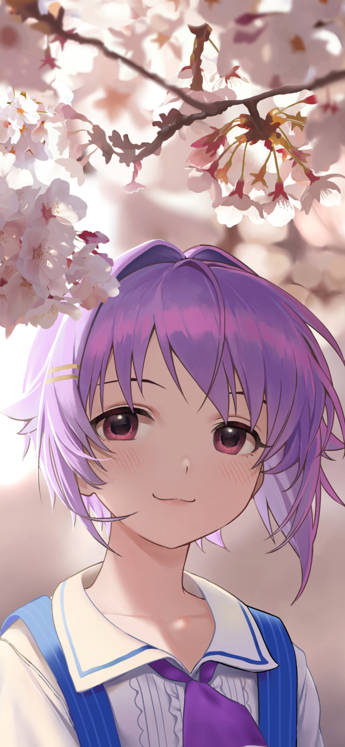 桜の花びらを見つめる輿水幸子 / アイドルマスターの1170 x 2532 / スマホ壁紙
