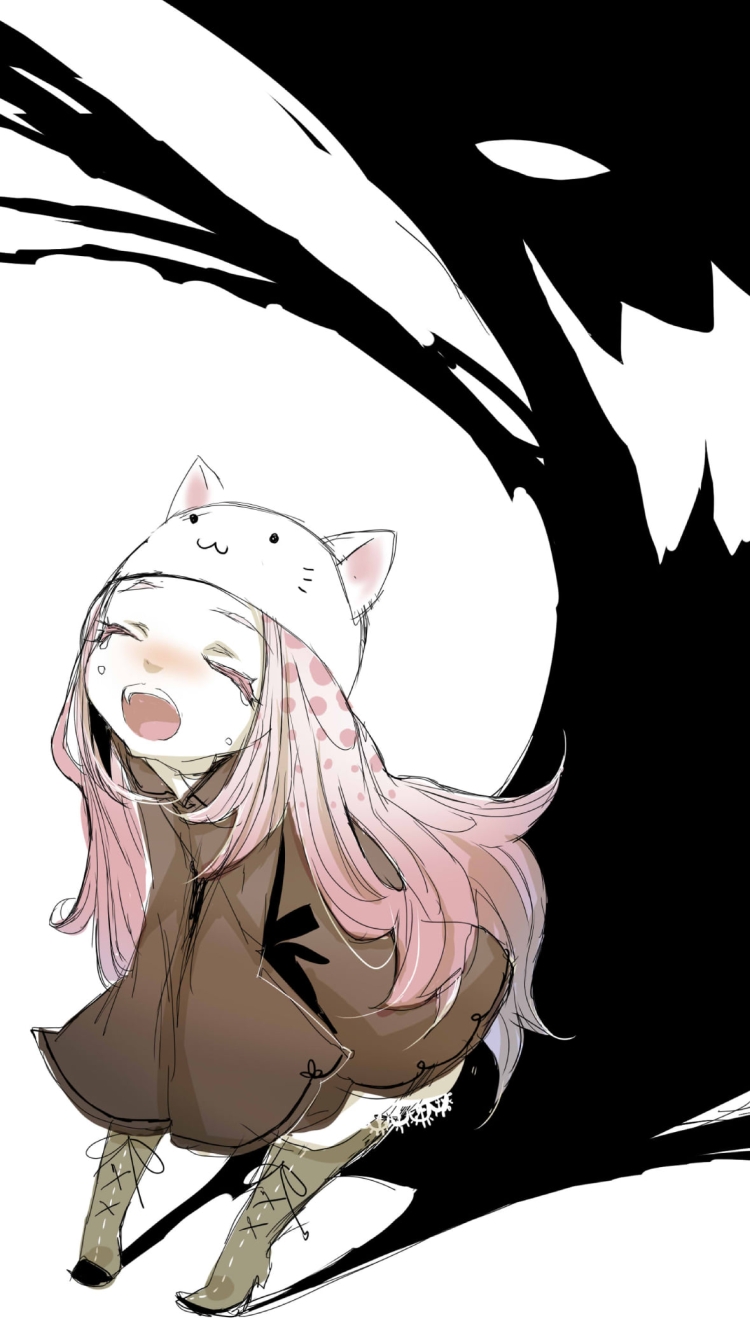 泣く巡音ルカとお化け / ボーカロイドの750 x 1334 / スマホ壁紙