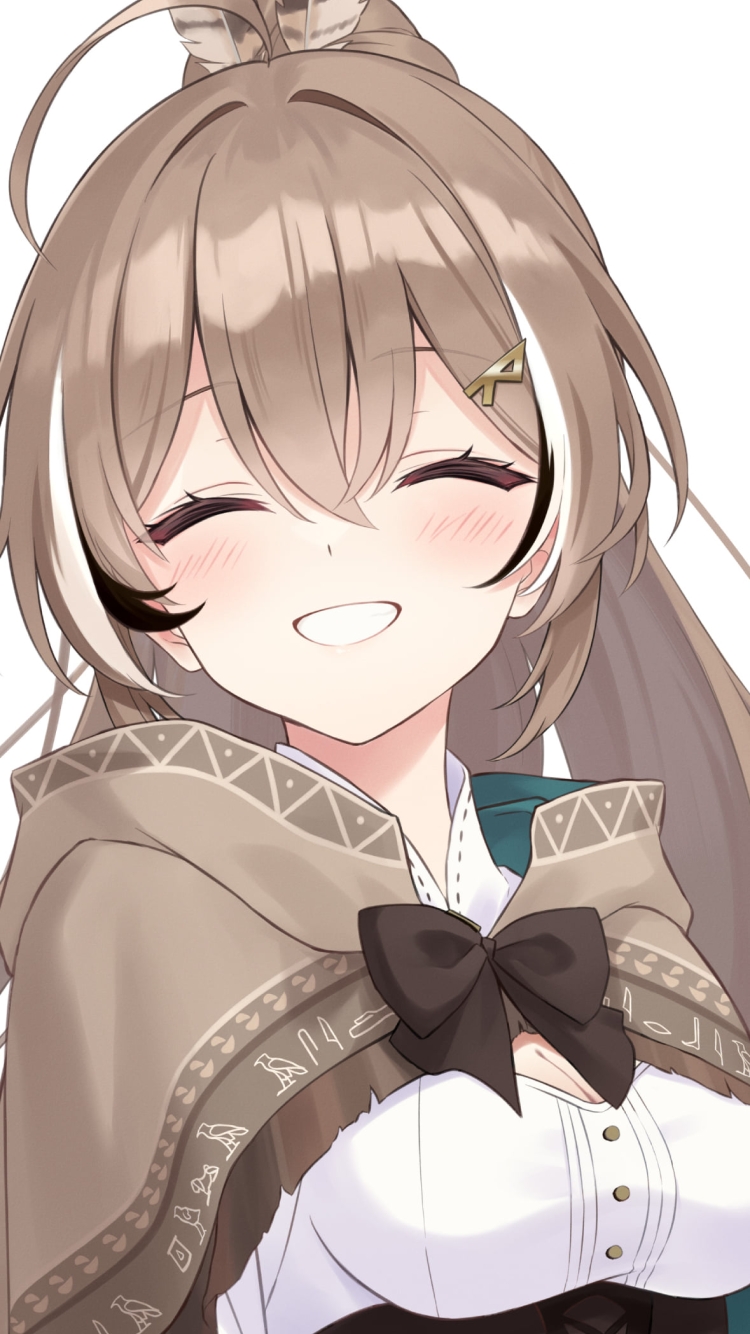 満面の笑顔の可愛い七詩ムメイ / ホロライブ / バーチャルYouTuber / Vtuberの750 x 1334 / スマホ壁紙