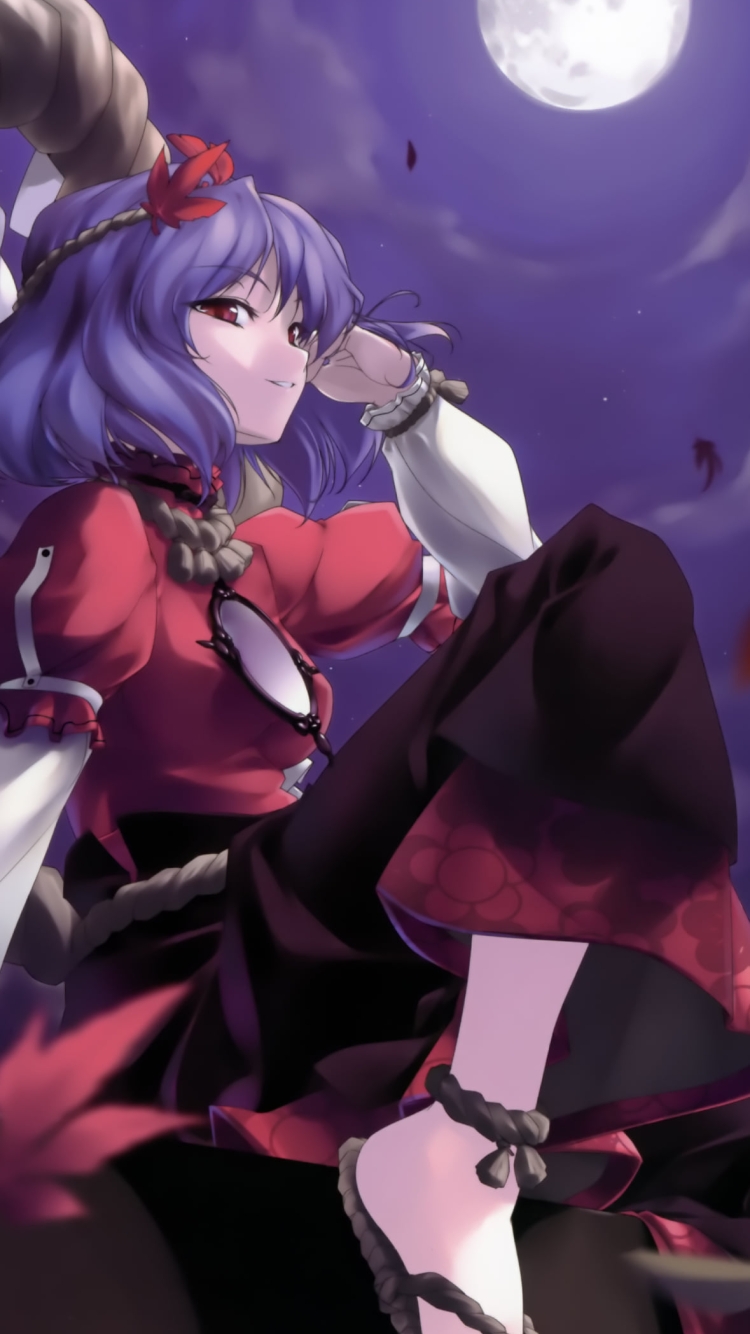 満月と八坂神奈子 / 東方の750 x 1334 / スマホ壁紙