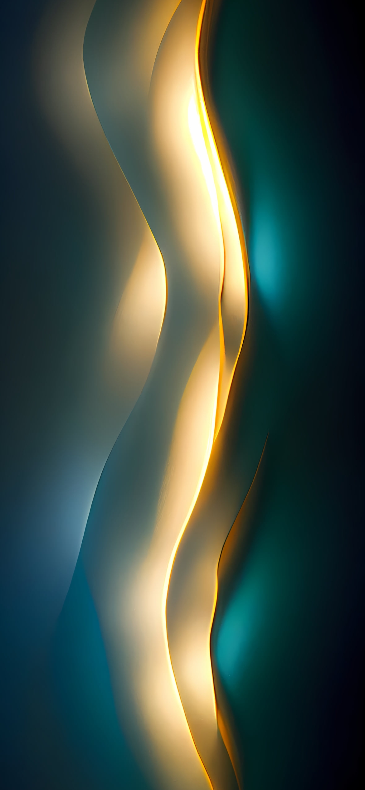 黄色く光る緑の波のようなテクスチャーの1170 x 2532 / スマホ壁紙