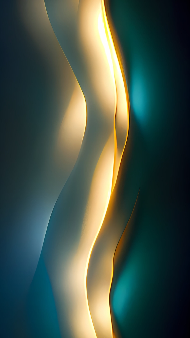 黄色く光る緑の波のようなテクスチャーの750 x 1334 / スマホ壁紙