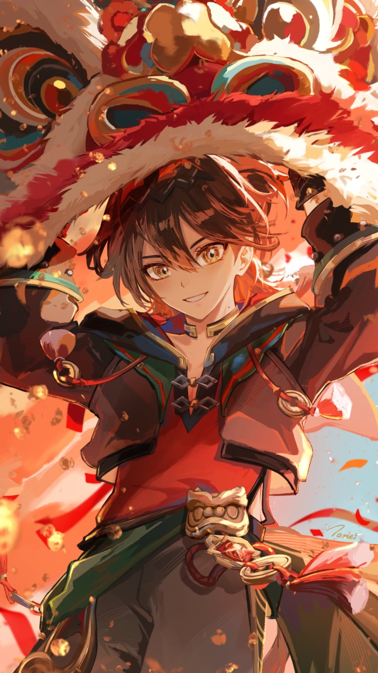 新年のお祝いをする嘉明 / 原神の750 x 1334 / スマホ壁紙