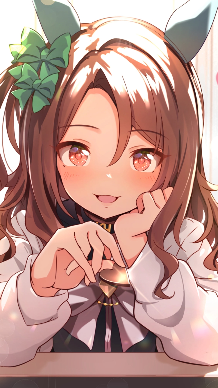 頬杖をついてチョコを差し出すキングヘイロー / ウマ娘の750 x 1334 / スマホ壁紙