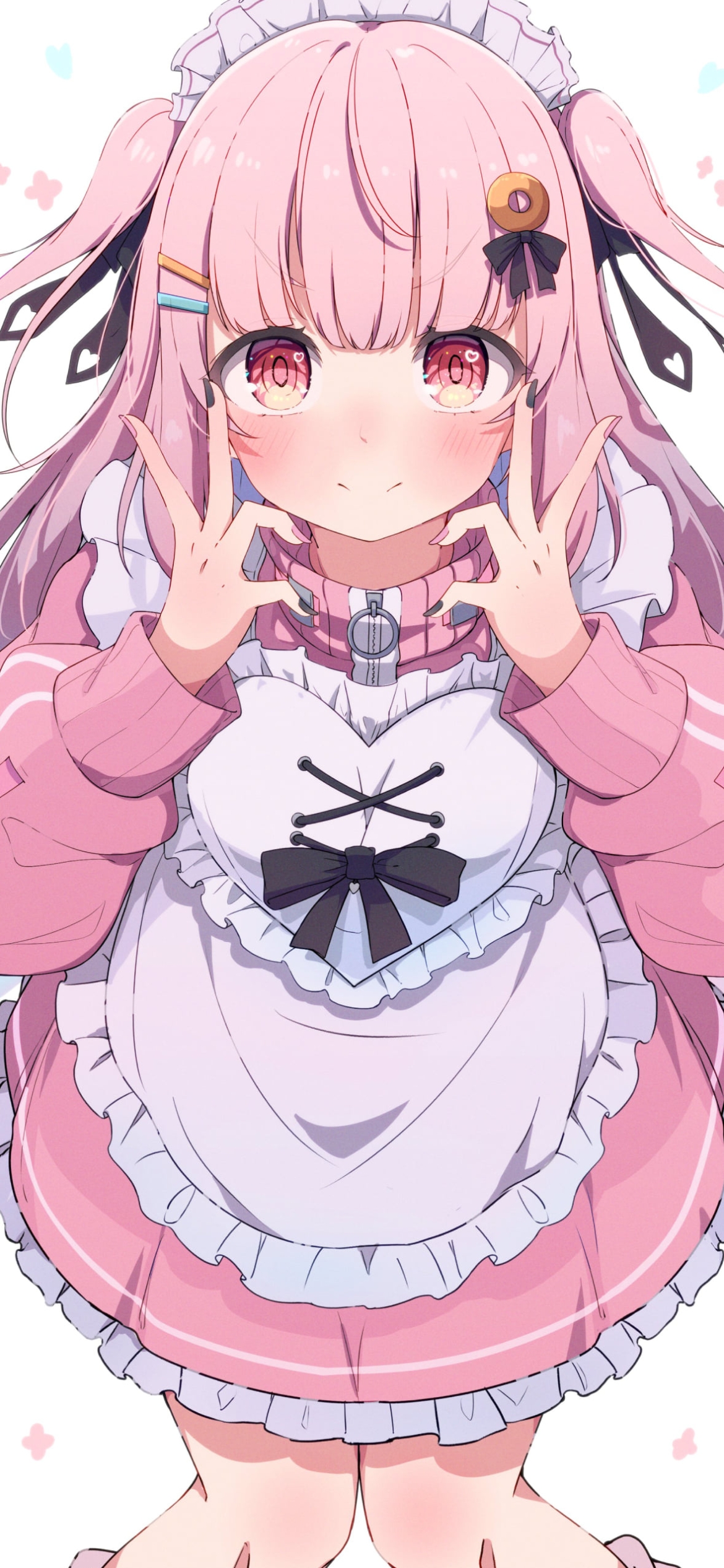 ピンクのメイドコスでポーズを取る可愛い佐藤希 / ぱすはにの1170 x 2532 / スマホ壁紙