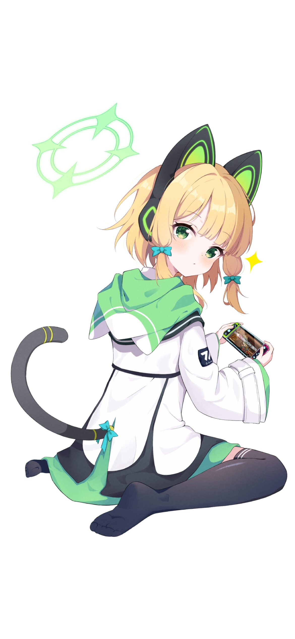 ゲームをしている才羽ミドリ / ブルーアーカイブの1170 x 2532 / スマホ壁紙