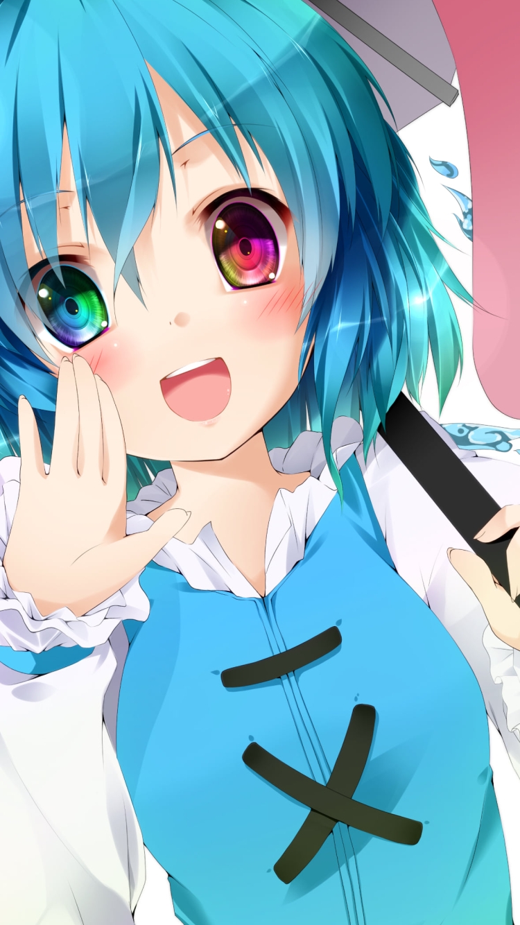 傘をさしてこちらに声をかける多々良小傘 / 東方の750 x 1334 / スマホ壁紙