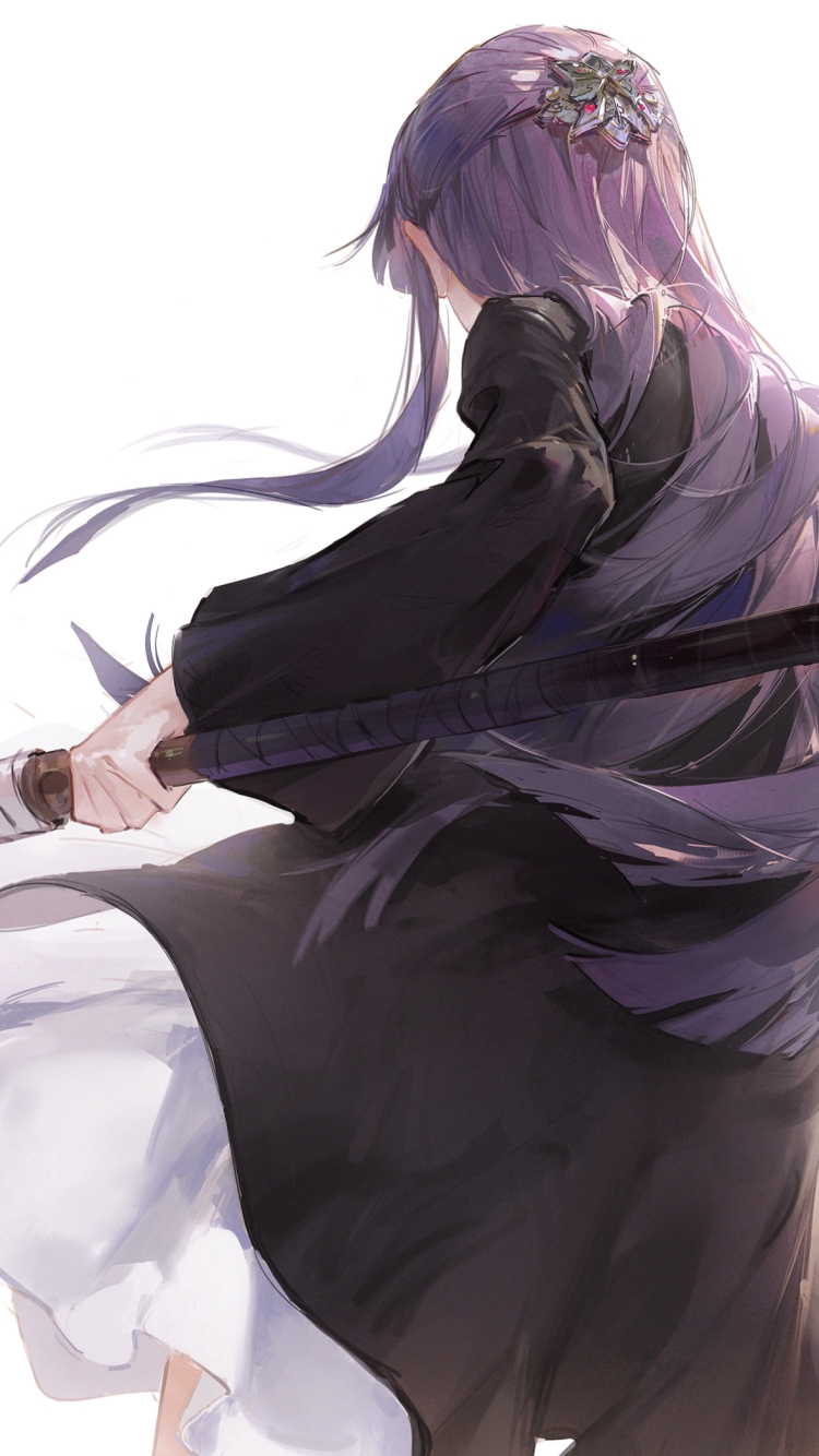 杖を持ち構えるフェルンの後ろ姿 / かっこいい / 葬送のフリーレンの750 x 1334 / スマホ壁紙
