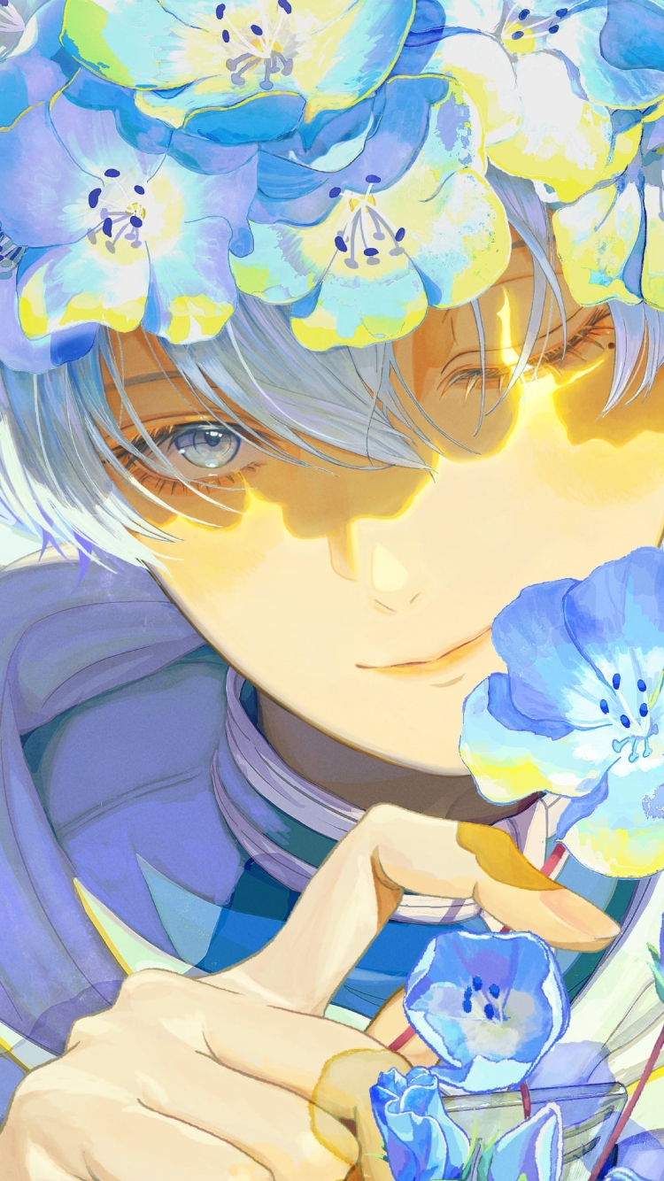蒼月草の髪飾りをつけたヒンメル / 葬送のフリーレンの750 x 1334 / スマホ壁紙