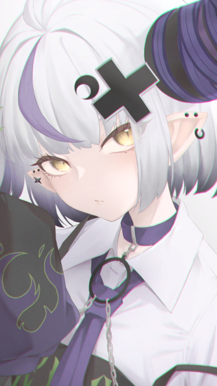 萌え袖をしながらこちらを見つめる可愛いラプラス・ダークネス / ホロライブ / バーチャルYouTuber / Vtuberの750 x 1334 / スマホ壁紙