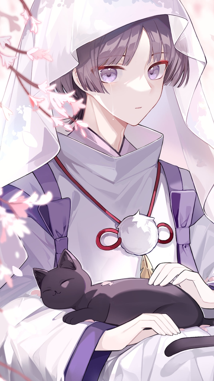ピンクの花とヴェールを纏うスカラマシュ / 原神の750 x 1334 / スマホ壁紙
