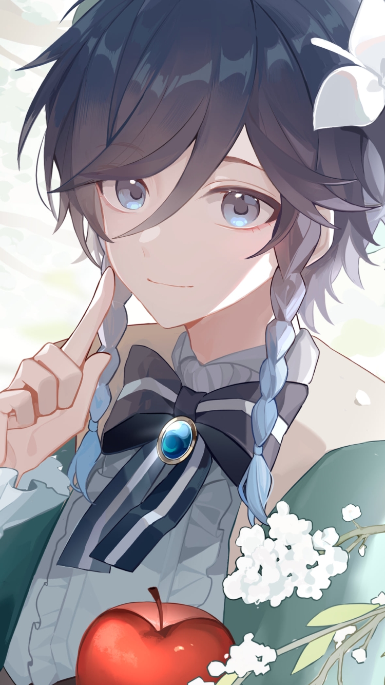 ほっぺたに指をあてるウェンティ / 原神の750 x 1334 / スマホ壁紙