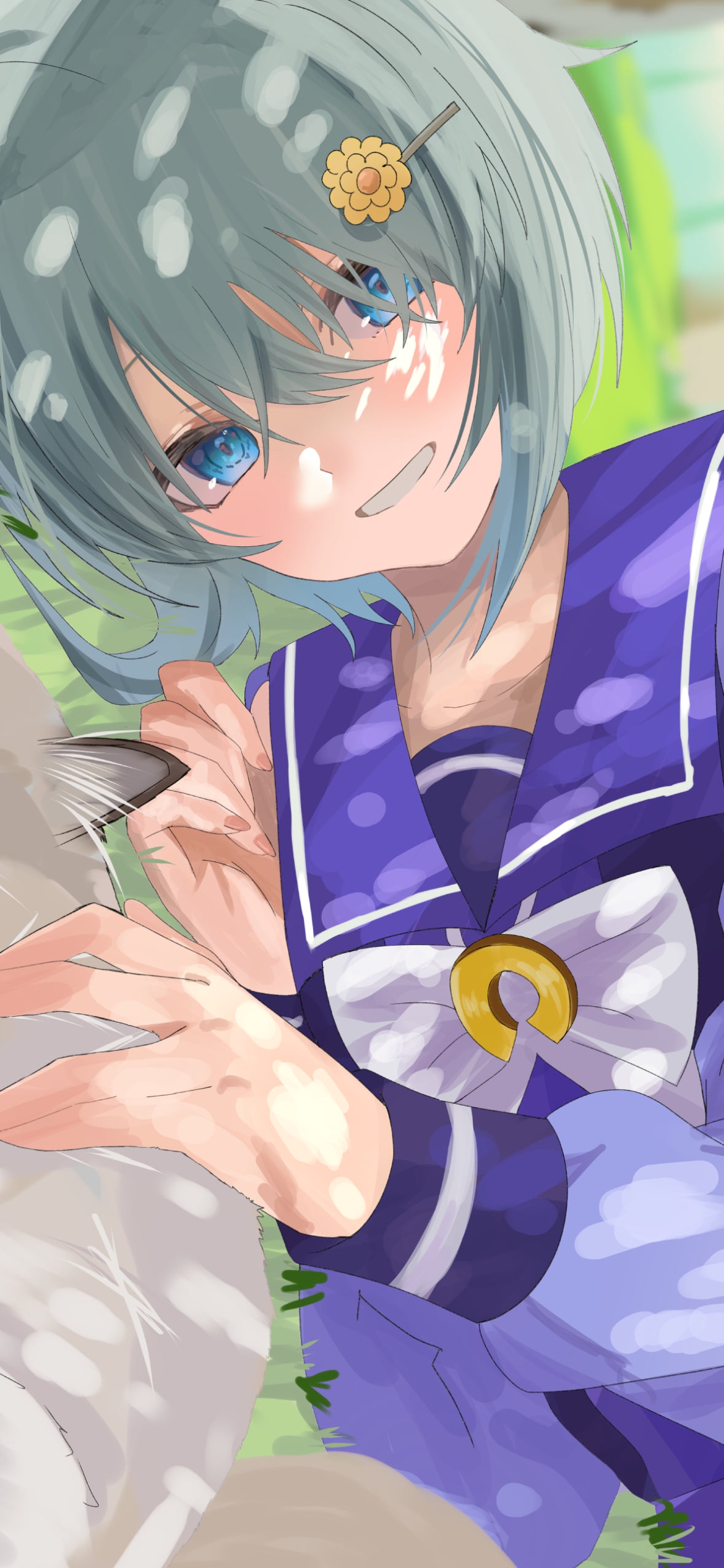 はにかむセーラー服を着たセイウンスカイ / ウマ娘プリティーダービーの1170 x 2532 / スマホ壁紙