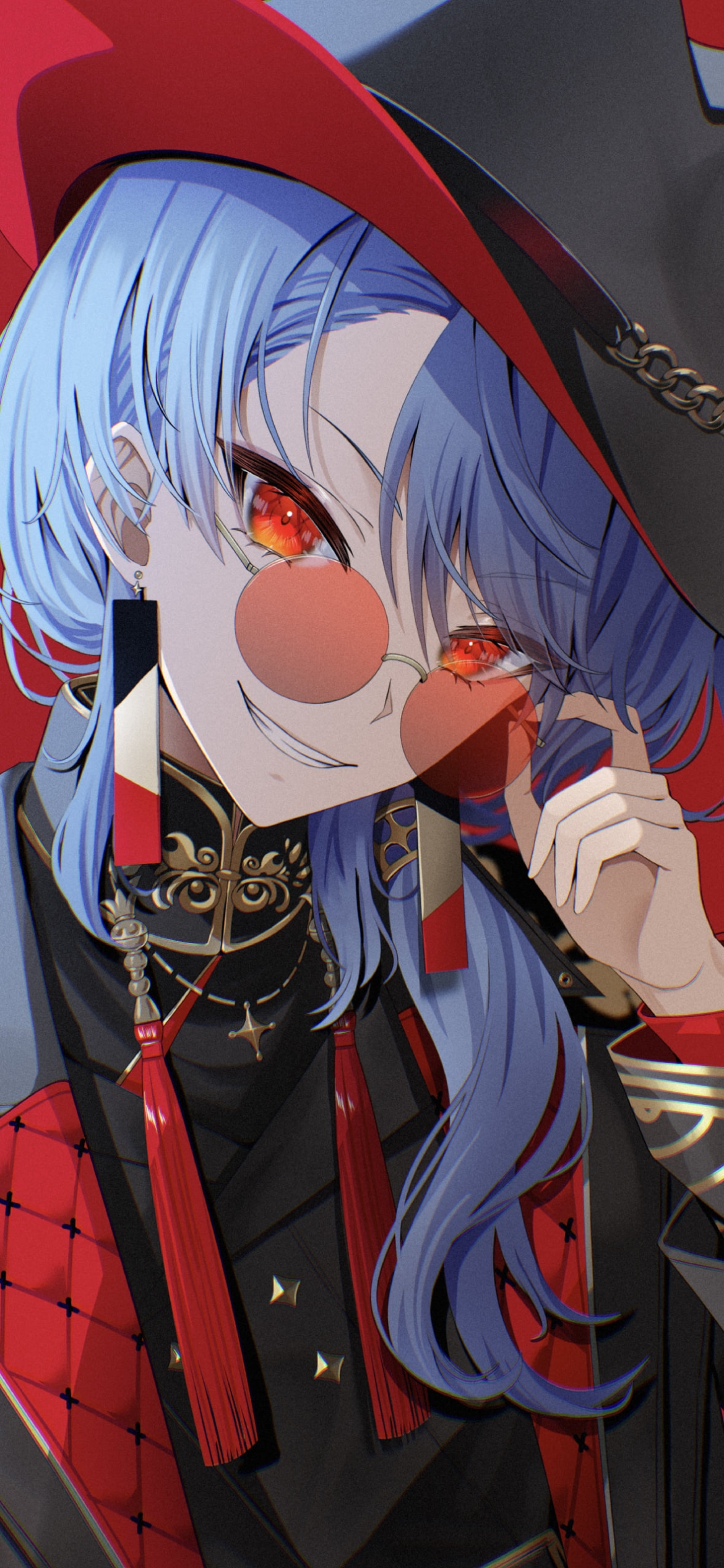 赤いサングラスに手をかけ笑うクールな星街すいせい / ホロライブ / バーチャルYouTuber / Vtuberの1170 x 2532 / スマホ壁紙