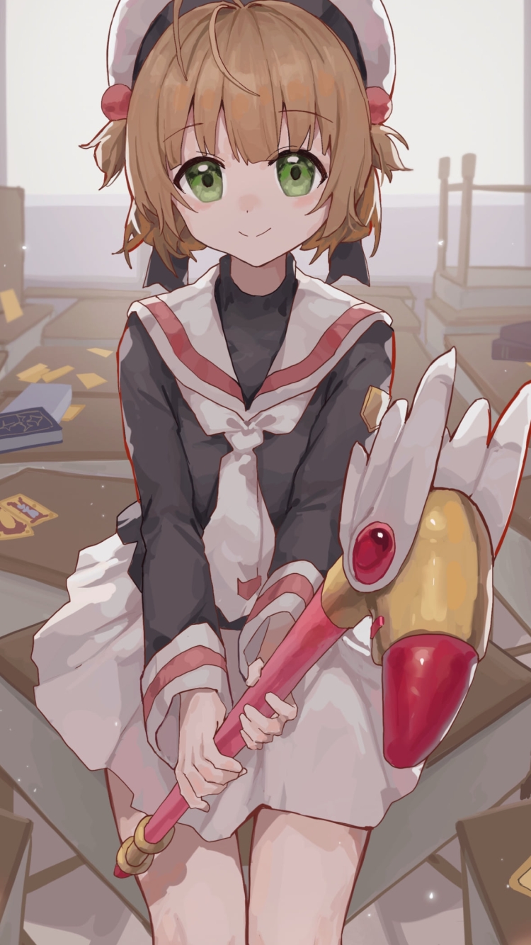 魔法の杖を持つ木之本桜 / カードキャプターさくらの750 x 1334 / スマホ壁紙