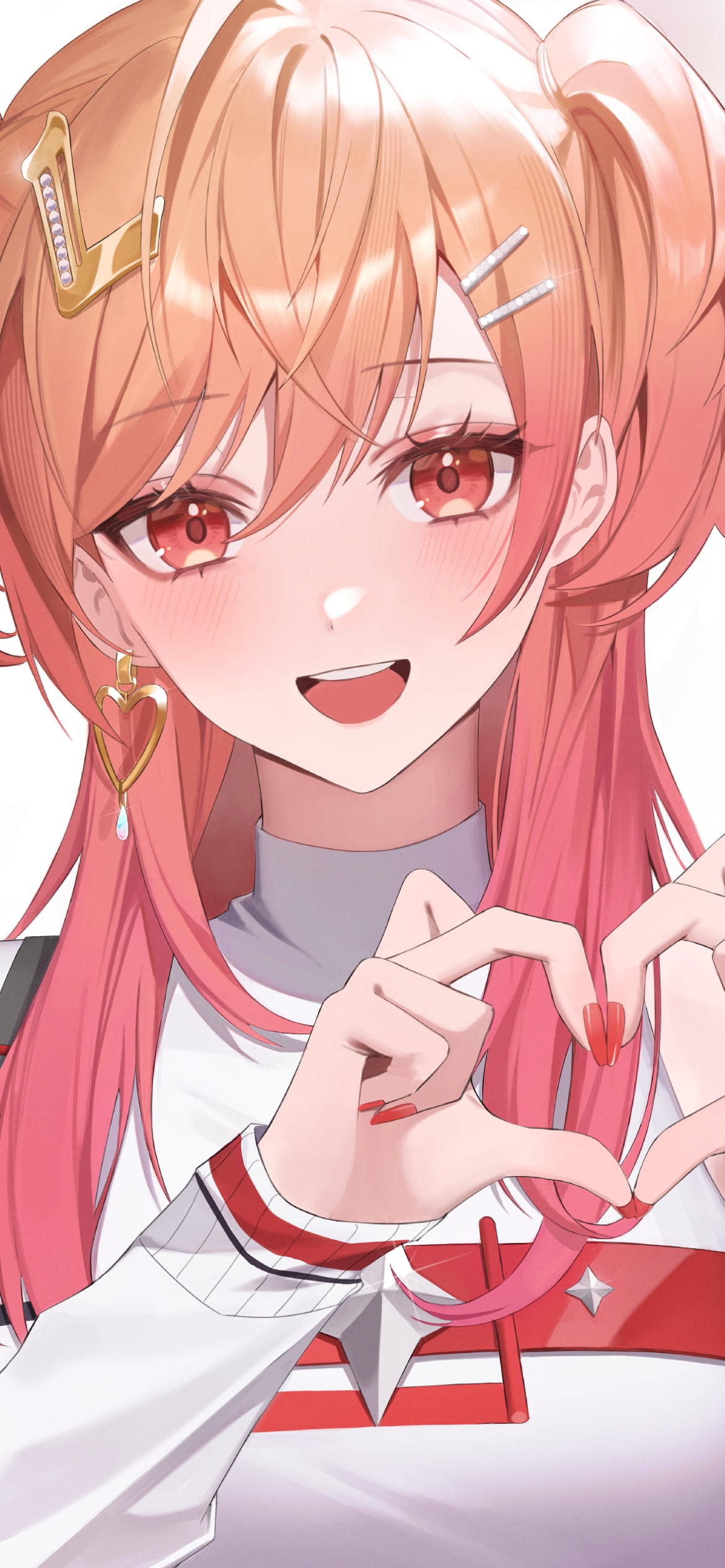 ハートを作り微笑む一条莉々華 / ホロライブ / バーチャルYouTuber / Vtuberの1170 x 2532 / スマホ壁紙