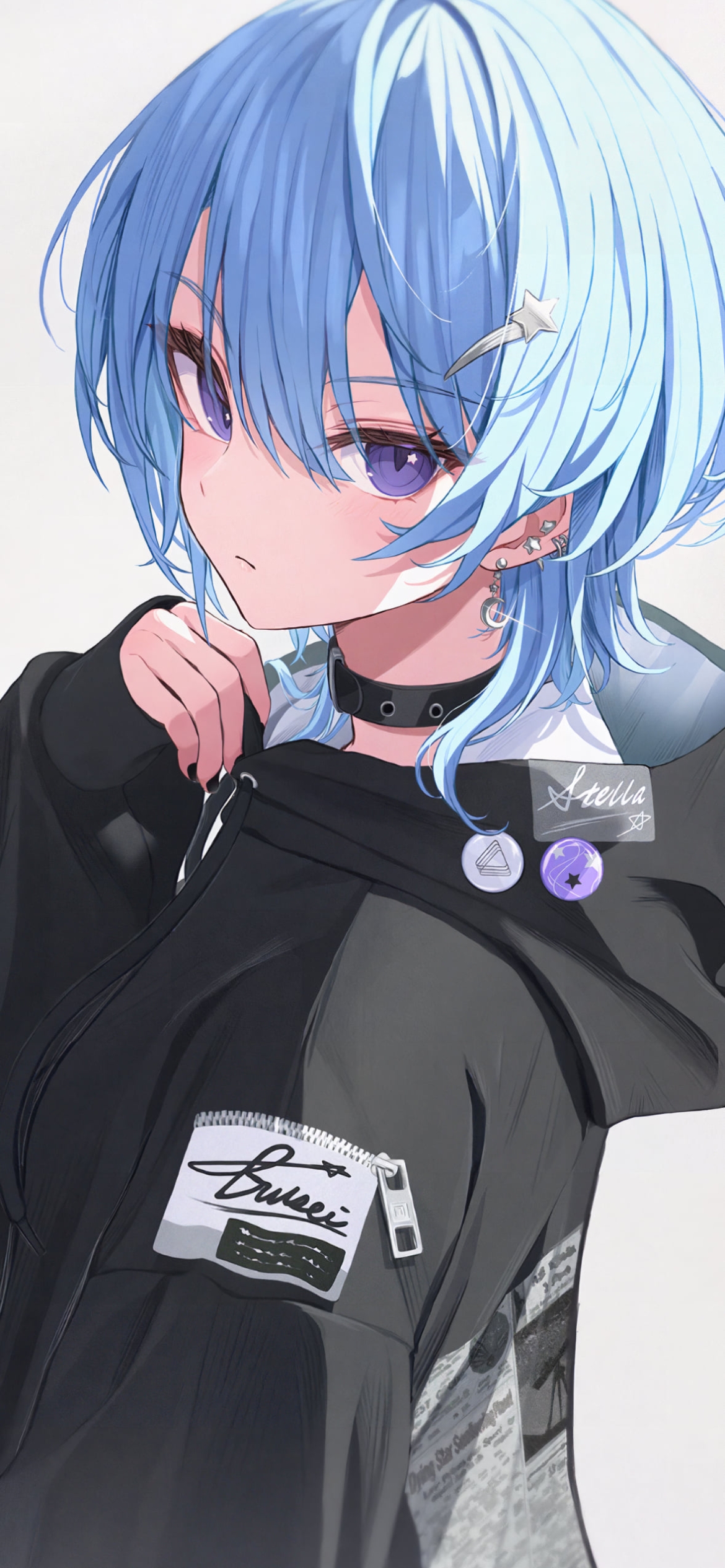 黒いパーカーを着たかっこいい星街すいせい / ホロライブ / バーチャルYouTuber / Vtuberの1170 x 2532 / スマホ壁紙