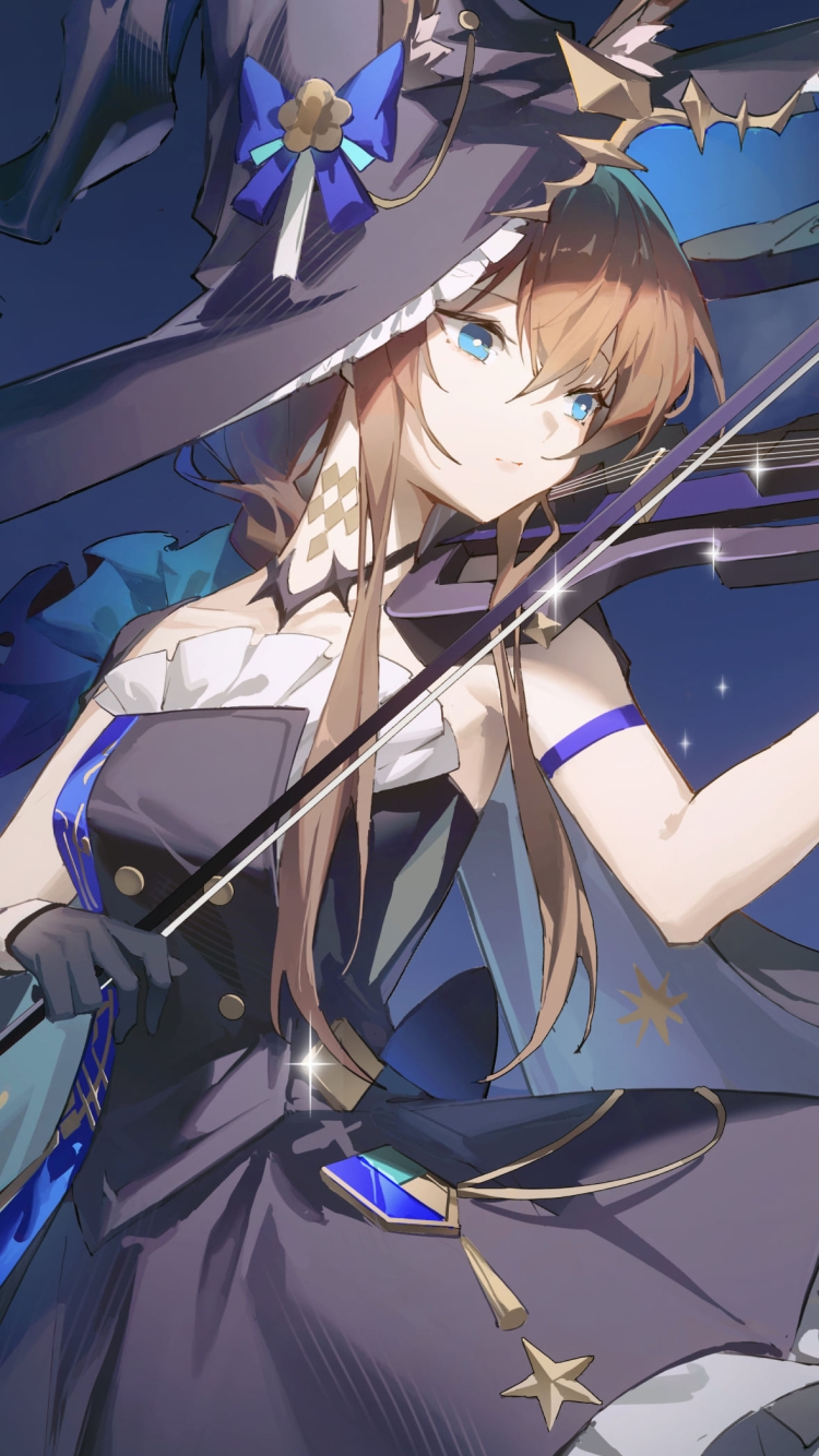 バイオリンを弾くアーミヤ / アークナイツの750 x 1334 / スマホ壁紙