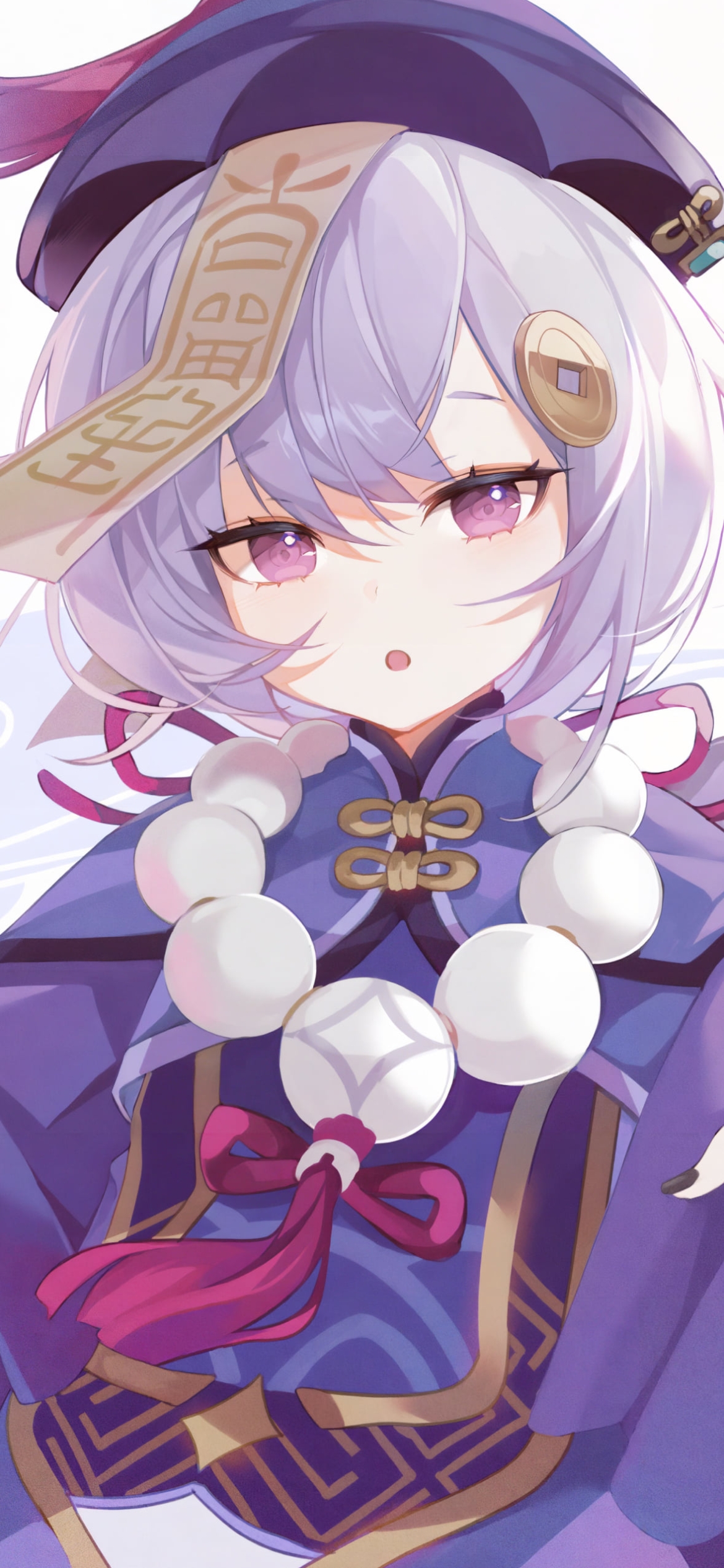 お札と大きな数珠を付けた七七 / 原神の1170 x 2532 / スマホ壁紙