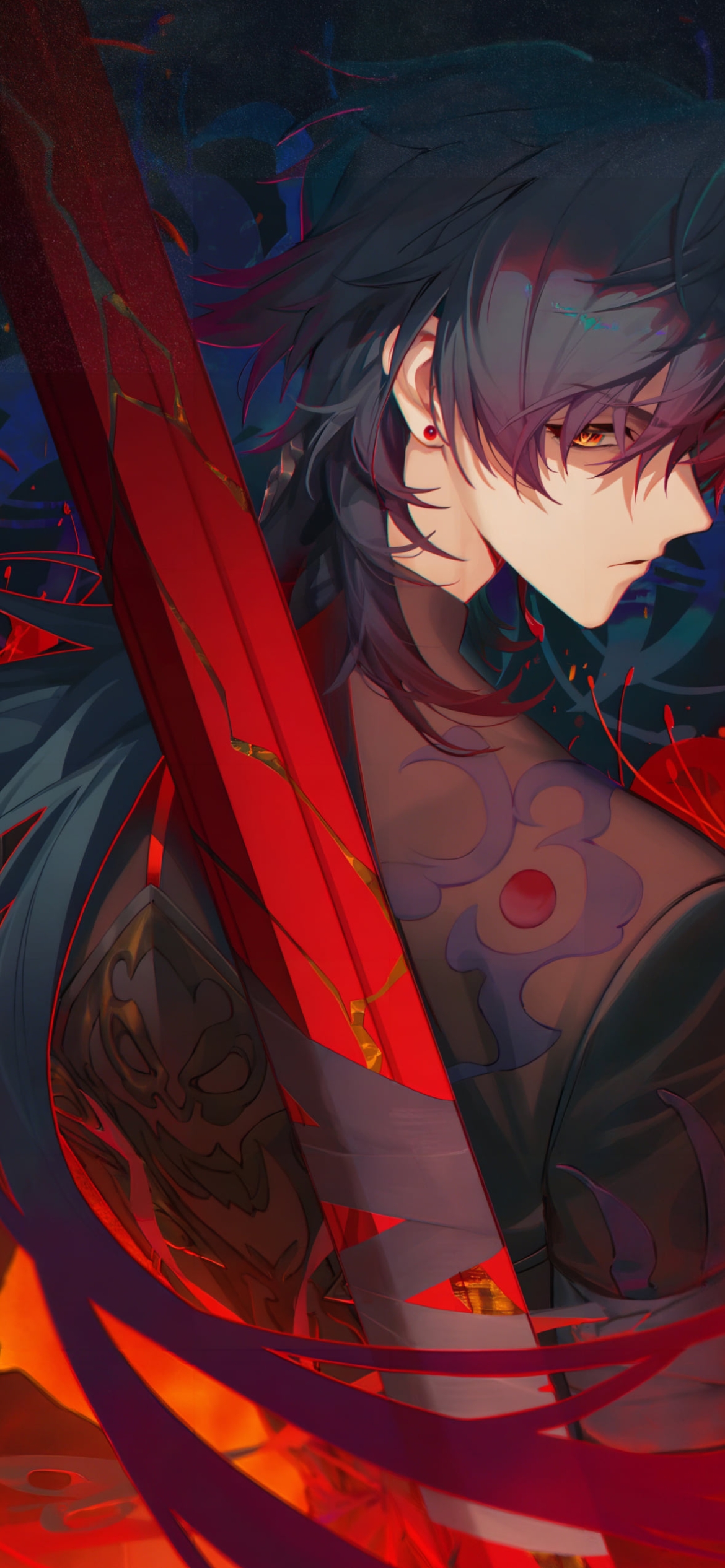 赤い刀と振り返る刃 / 崩壊:スターレイルの1170 x 2532 / スマホ壁紙