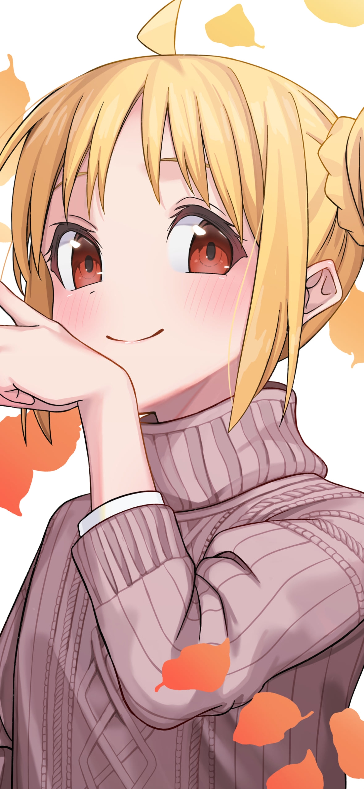 左手でピースをする伊地知虹夏 / 紅葉 / ぼっち・ざ・ろっく!の1170 x 2532 / スマホ壁紙