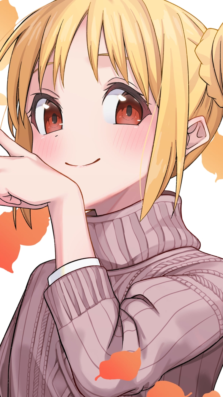 左手でピースをする伊地知虹夏 / 紅葉 / ぼっち・ざ・ろっく!の750 x 1334 / スマホ壁紙