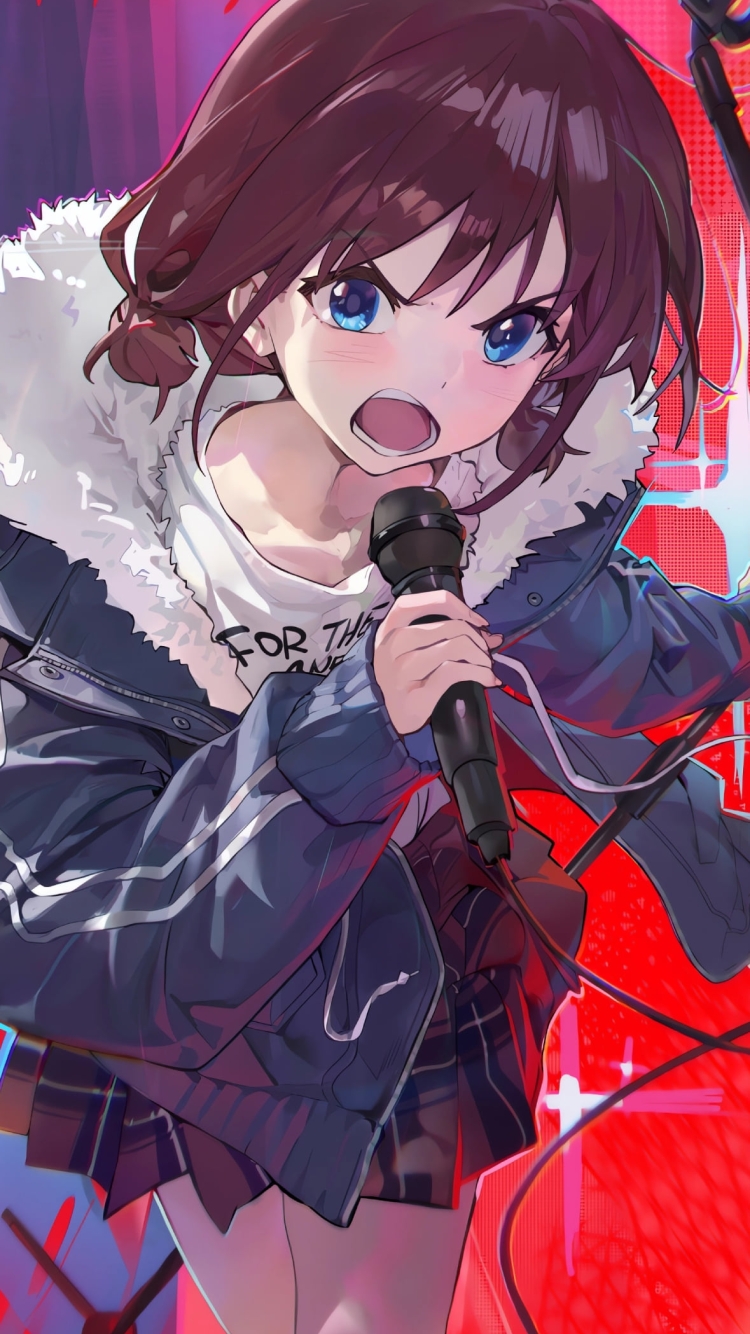 マイクを持って歌う井芹仁菜 / ガールズバンドクライの750 x 1334 / スマホ壁紙