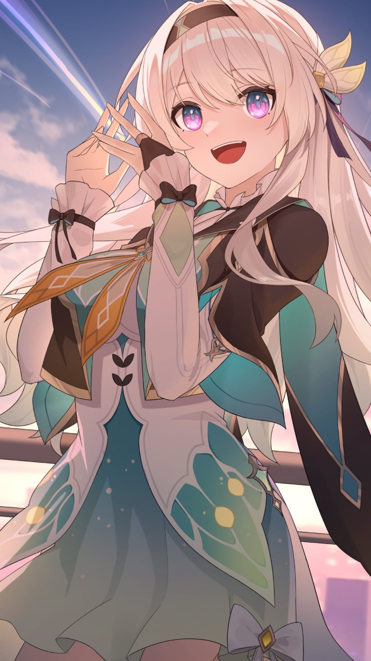 両手の指を合わせる笑顔のホタル / 崩壊:スターレイルの750 x 1334 / スマホ壁紙