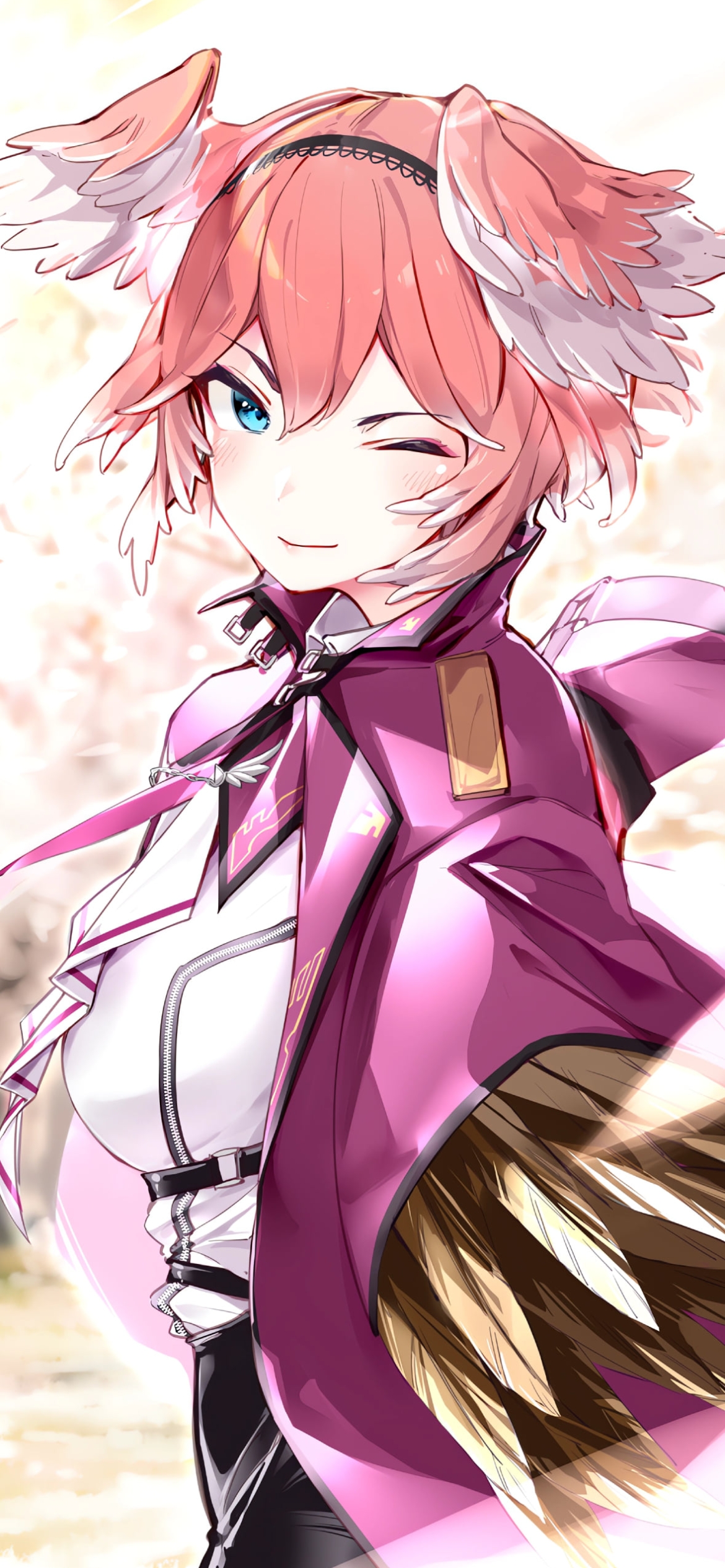 ウィンクする鷹嶺ルイ / ホロライブ / バーチャルYouTuberの1170 x 2532 / スマホ壁紙