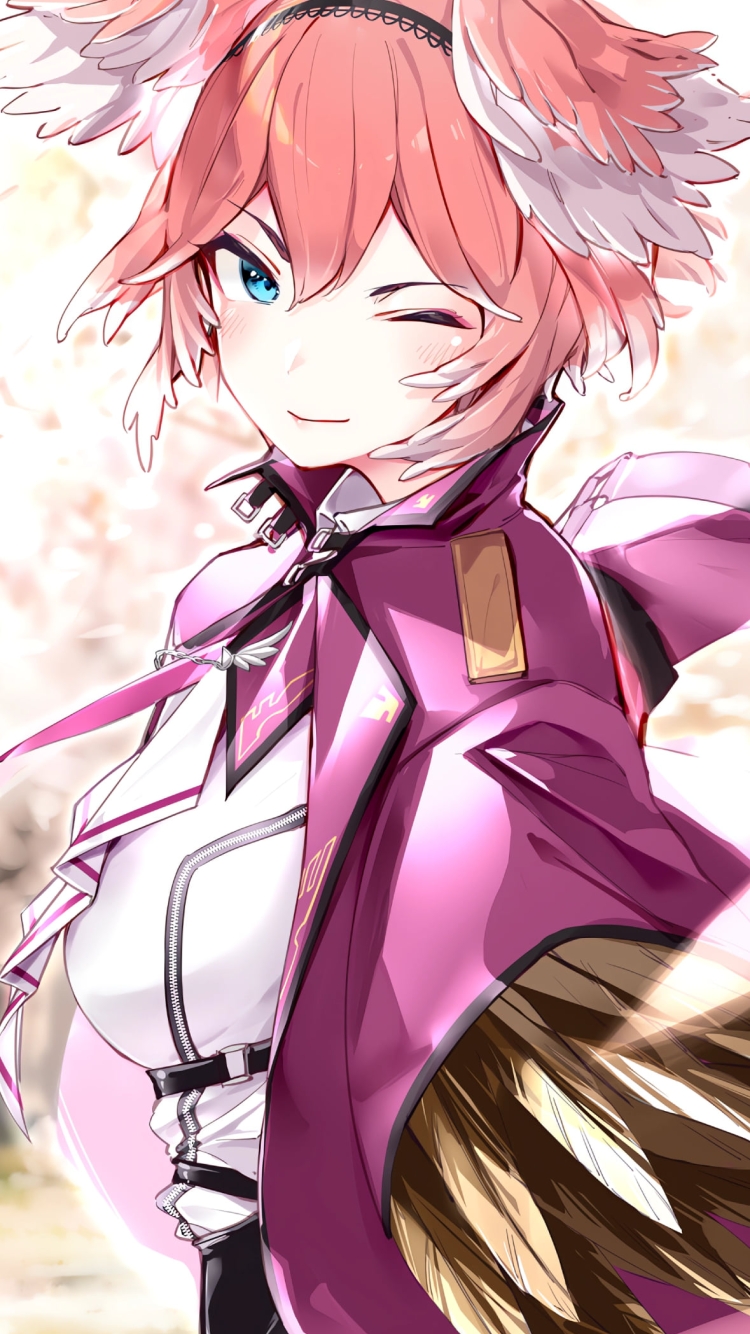 ウィンクする鷹嶺ルイ / ホロライブ / バーチャルYouTuberの750 x 1334 / スマホ壁紙